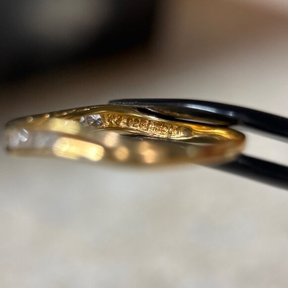 Cz 925 Gold Vermeil Band Ring - Picture 7 of 9